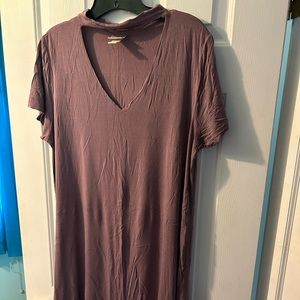Mauve Cut-out Neck Tshirt Dress